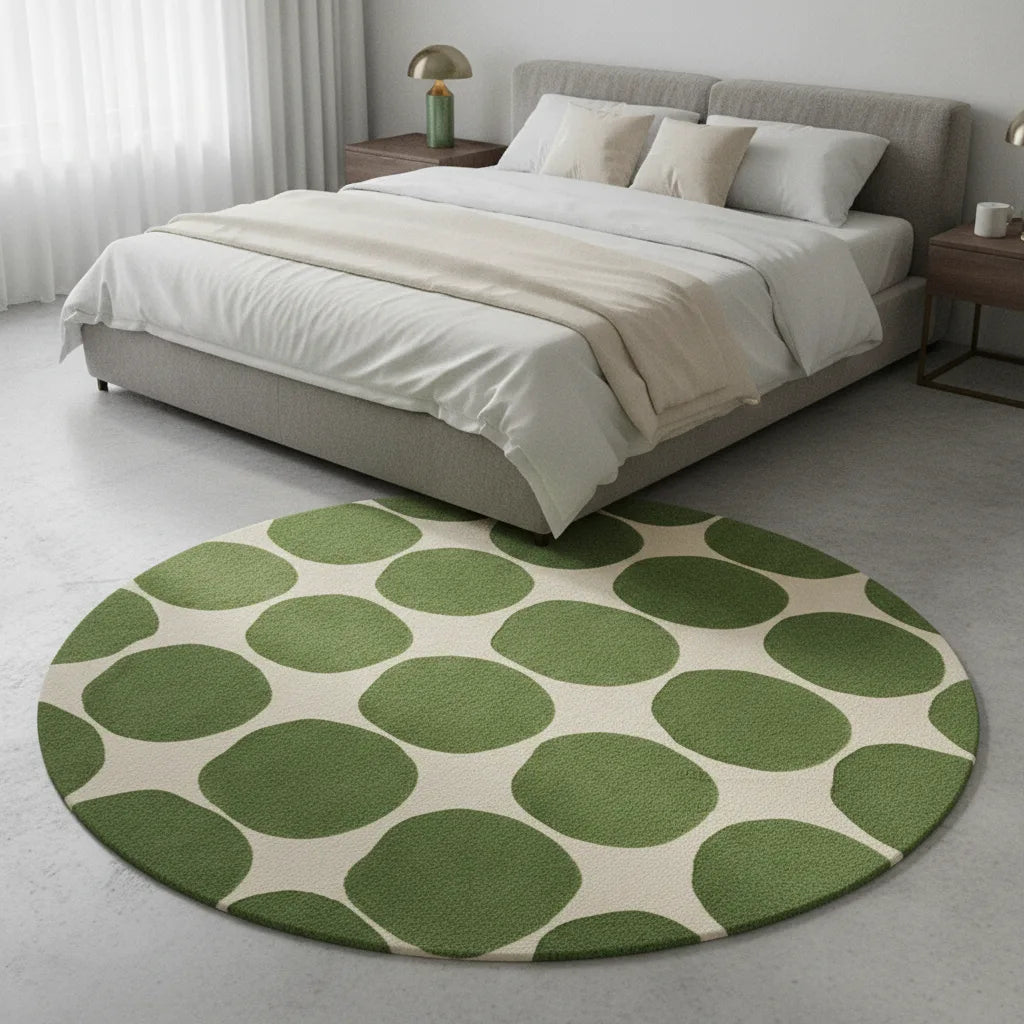 Tapis rond velours ras géométrique