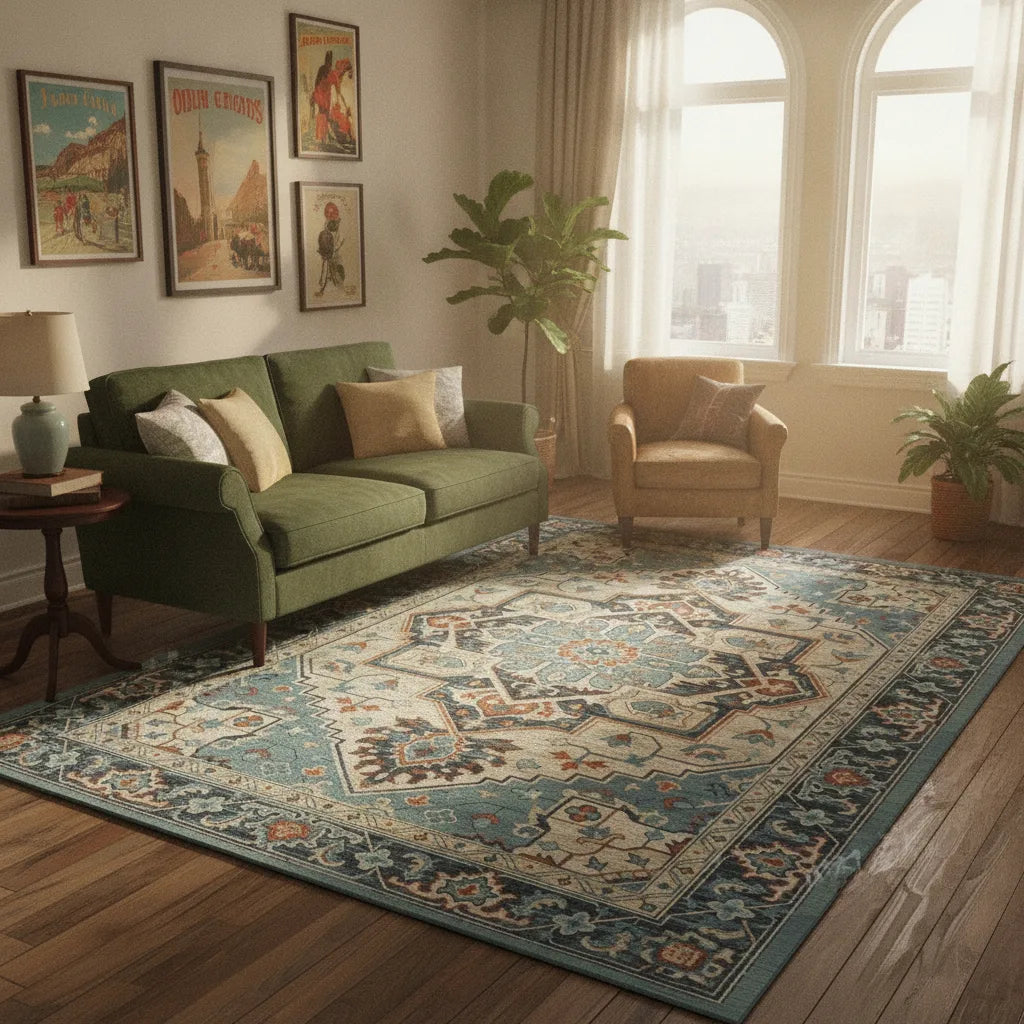 Tapis salon rétro américain lavable