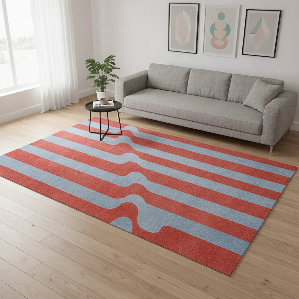 Tapis salon abstrait rayé pop art
