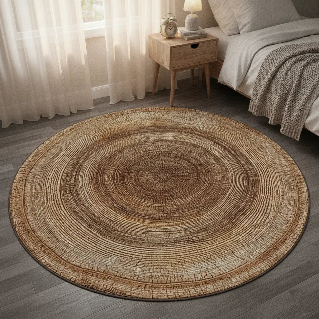 Tapis rond bohème aspect jute