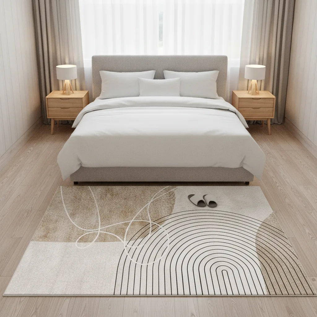 Tapis de salon flanelle motif géométrique