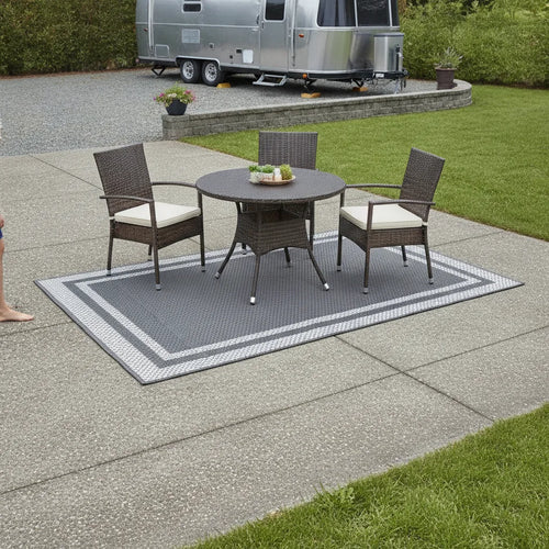 Tapis d'extérieur tressé réversible