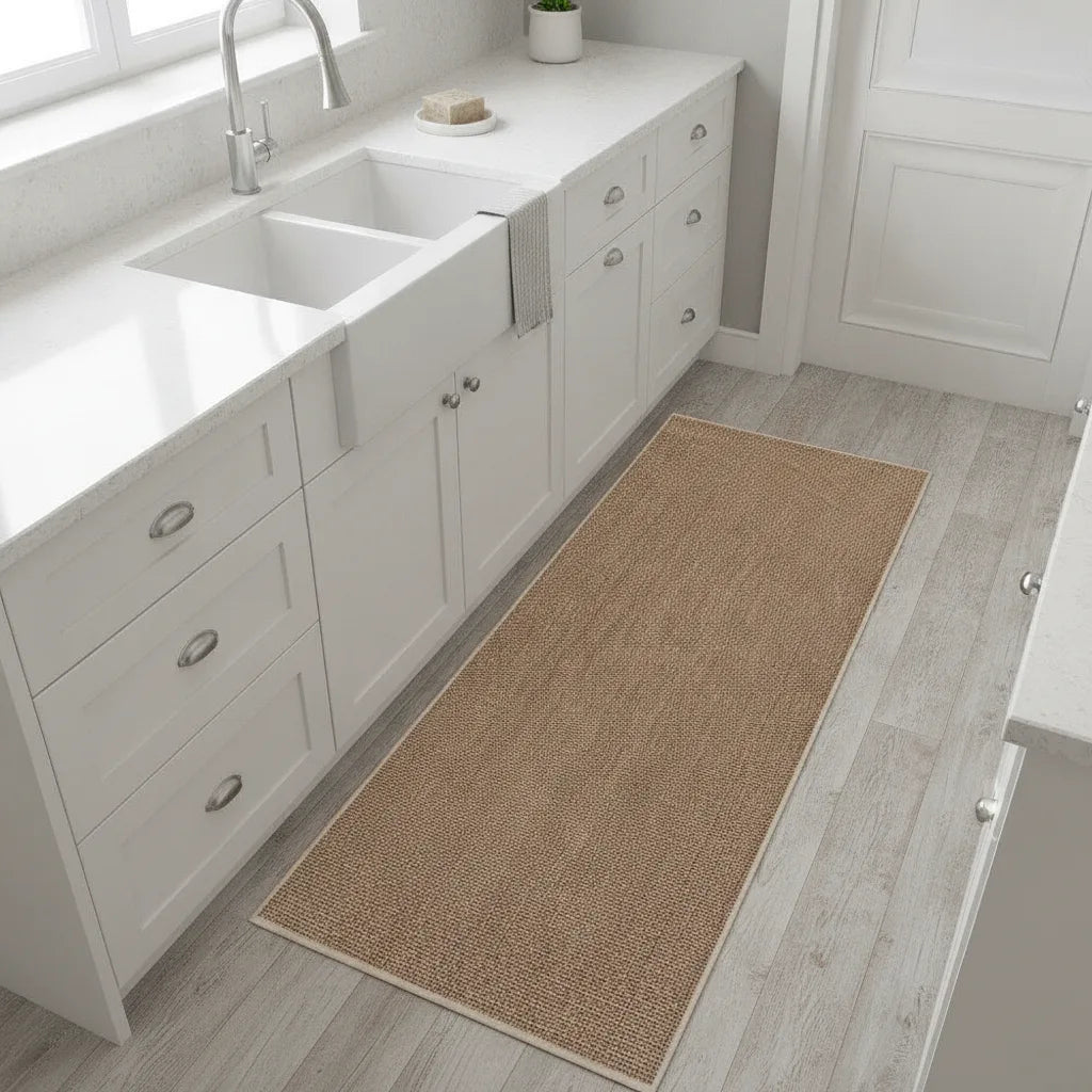 Tapis de cuisine aspect sisal tressé