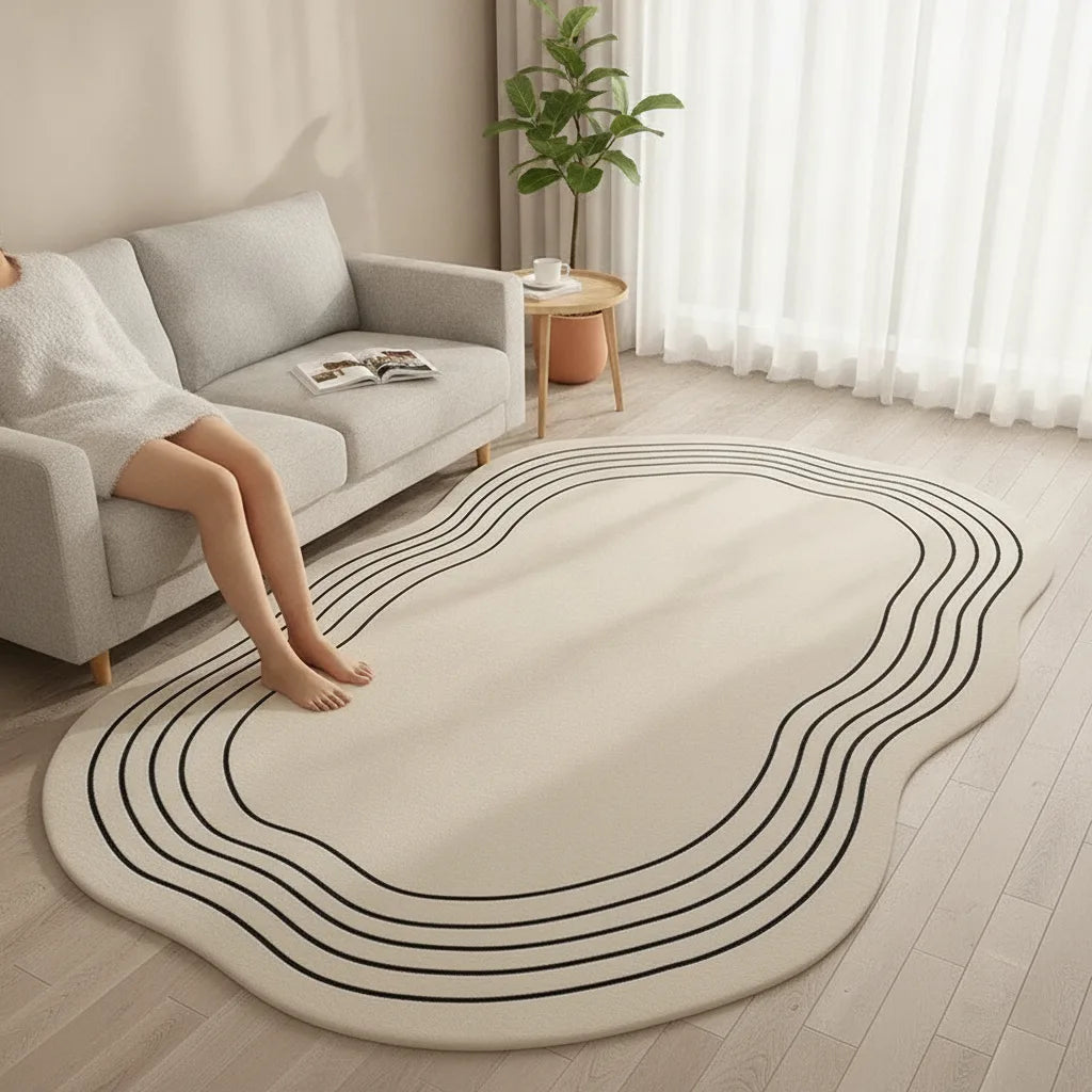 Tapis ovale crème doux et moelleux