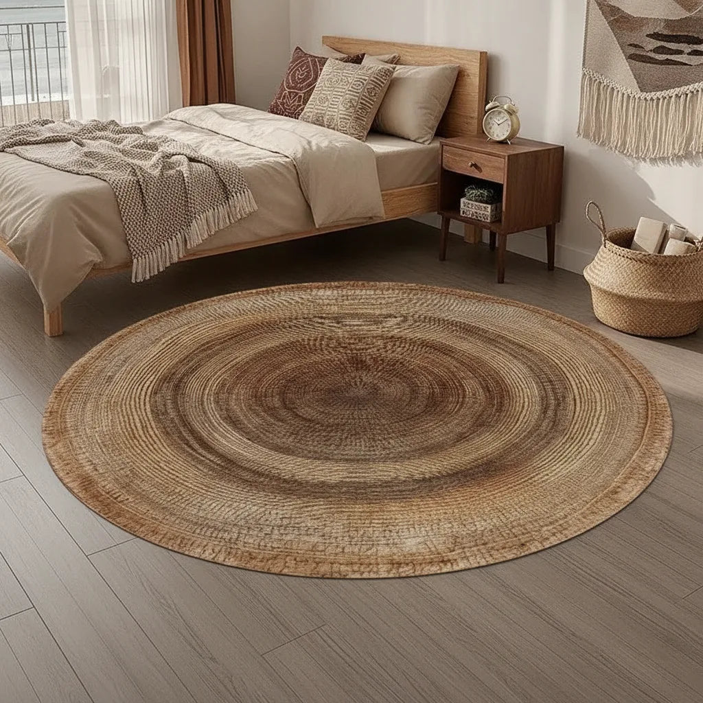 Tapis rond bohème aspect jute