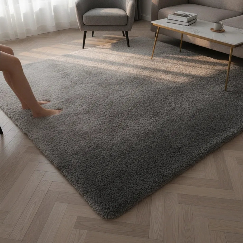 Tapis de salon velours dégradé gris