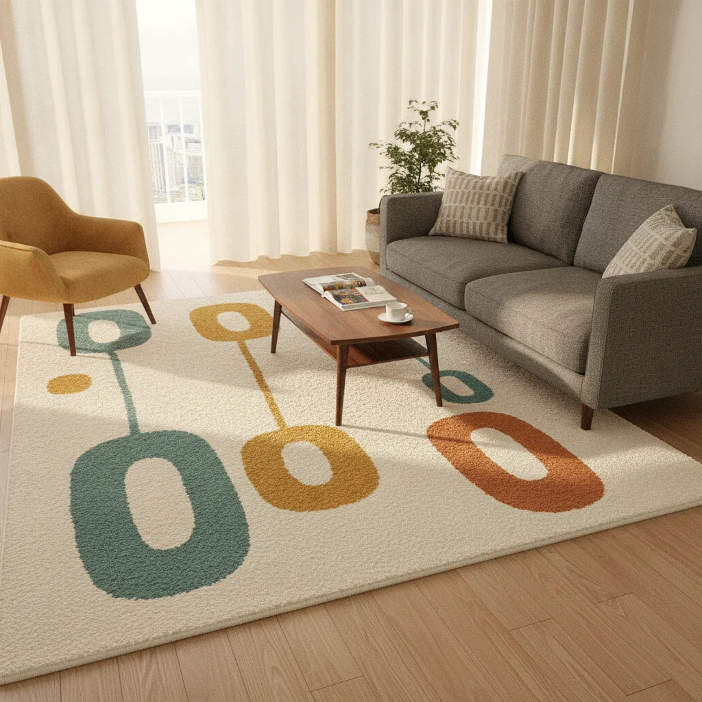 Tapis rétro moelleux à motifs