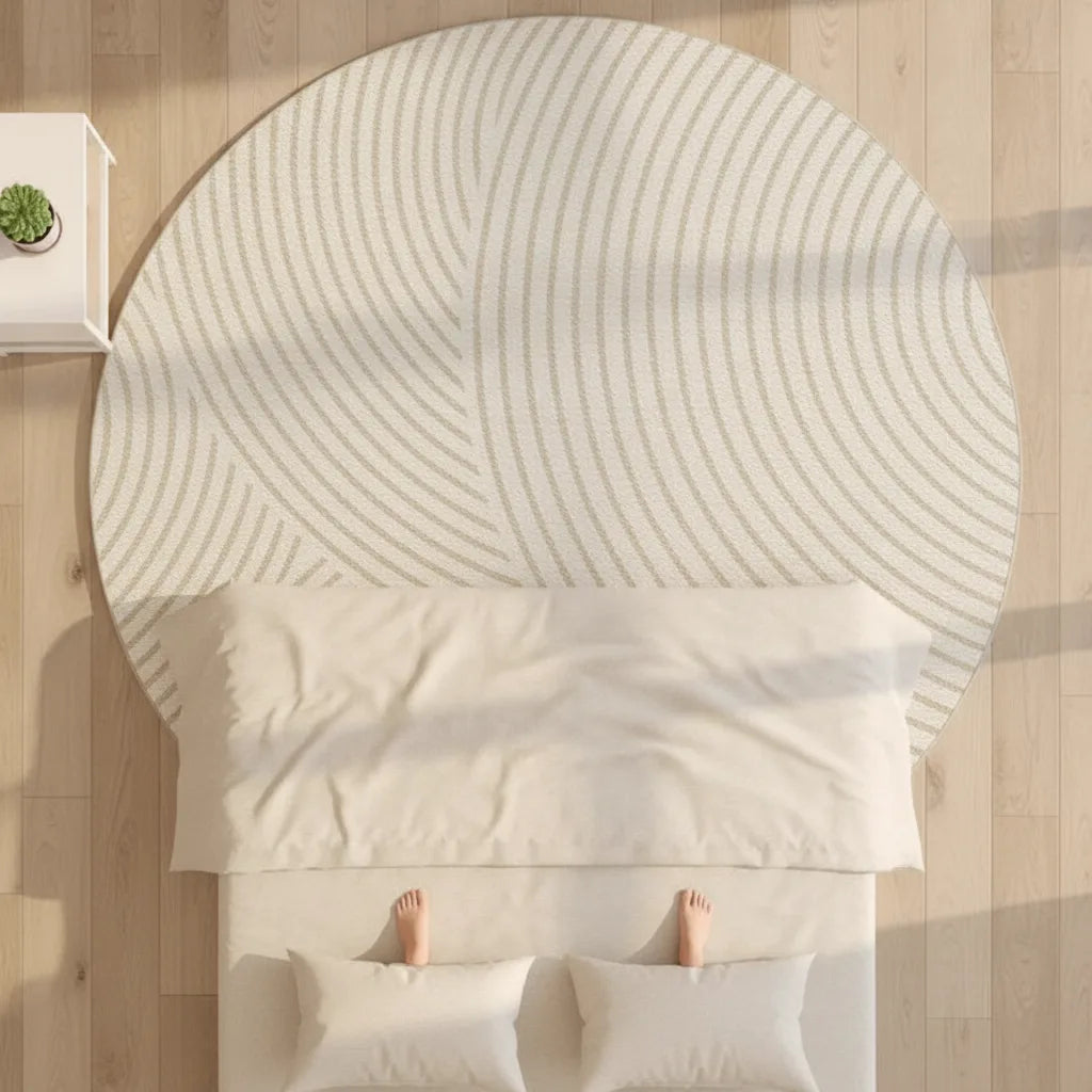 Tapis rond moderne rayé lavable