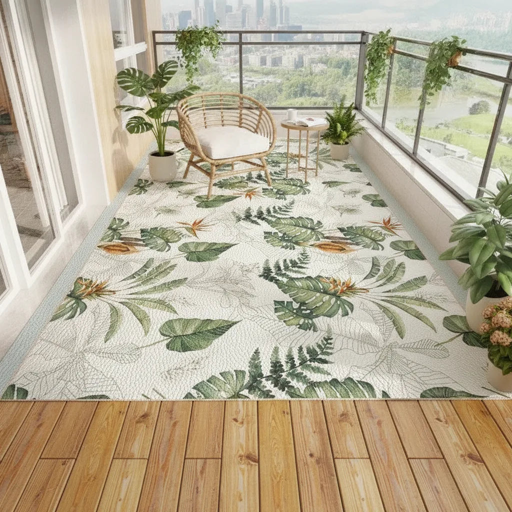 Tapis extérieur imprimé feuillage