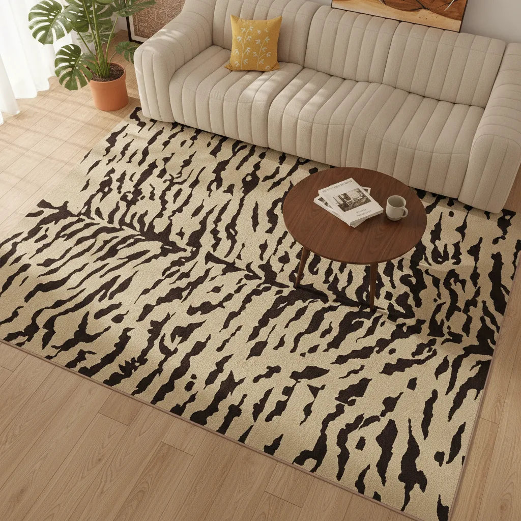 Tapis motif animal tigre et zèbre