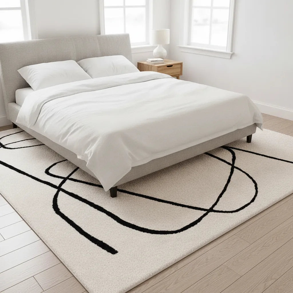 Tapis scandinave moelleux à lignes