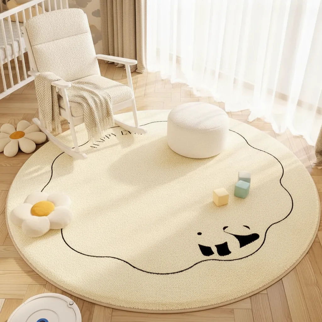Tapis rond effet cachemire doux