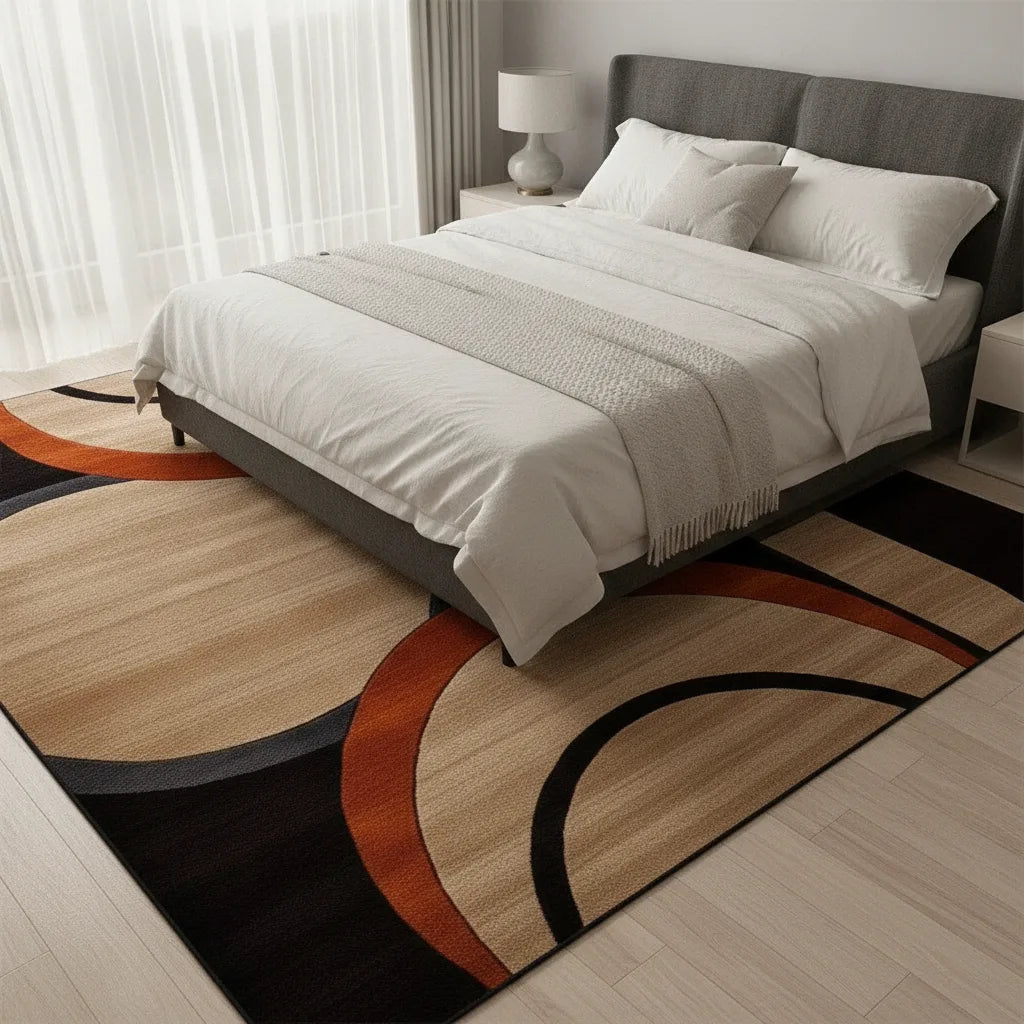Tapis de chambre courbes modernes
