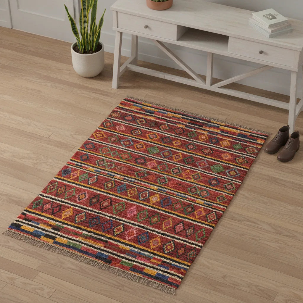 Tapis berbère coloré motif géométrique