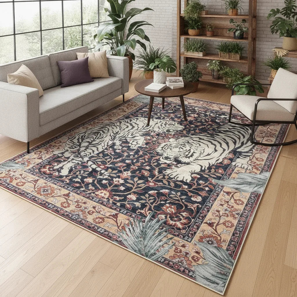 Tapis de salon jungle tigre