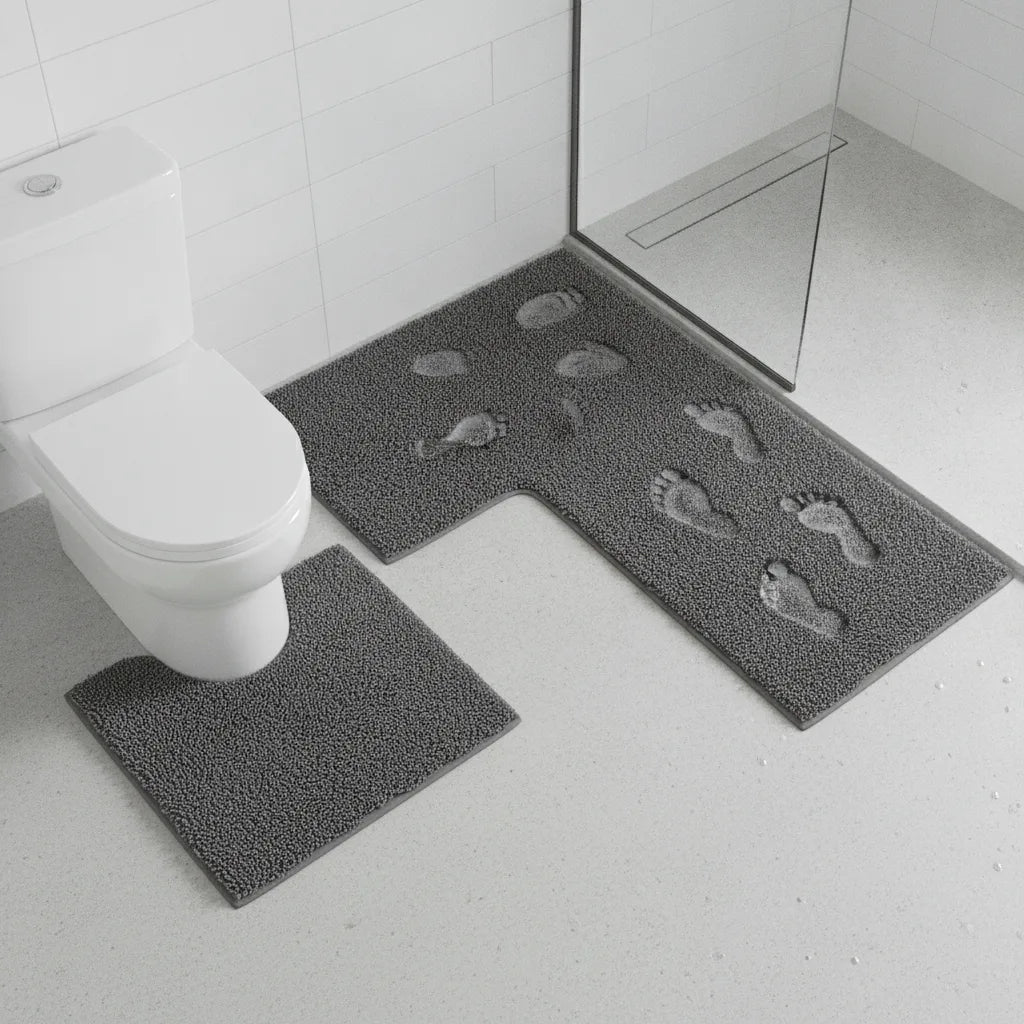 Tapis de bain en L pour coin de douche