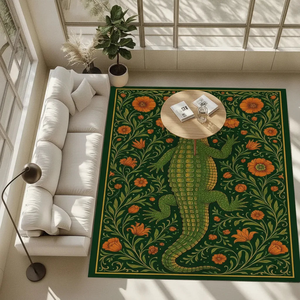 Tapis de salon motif crocodile