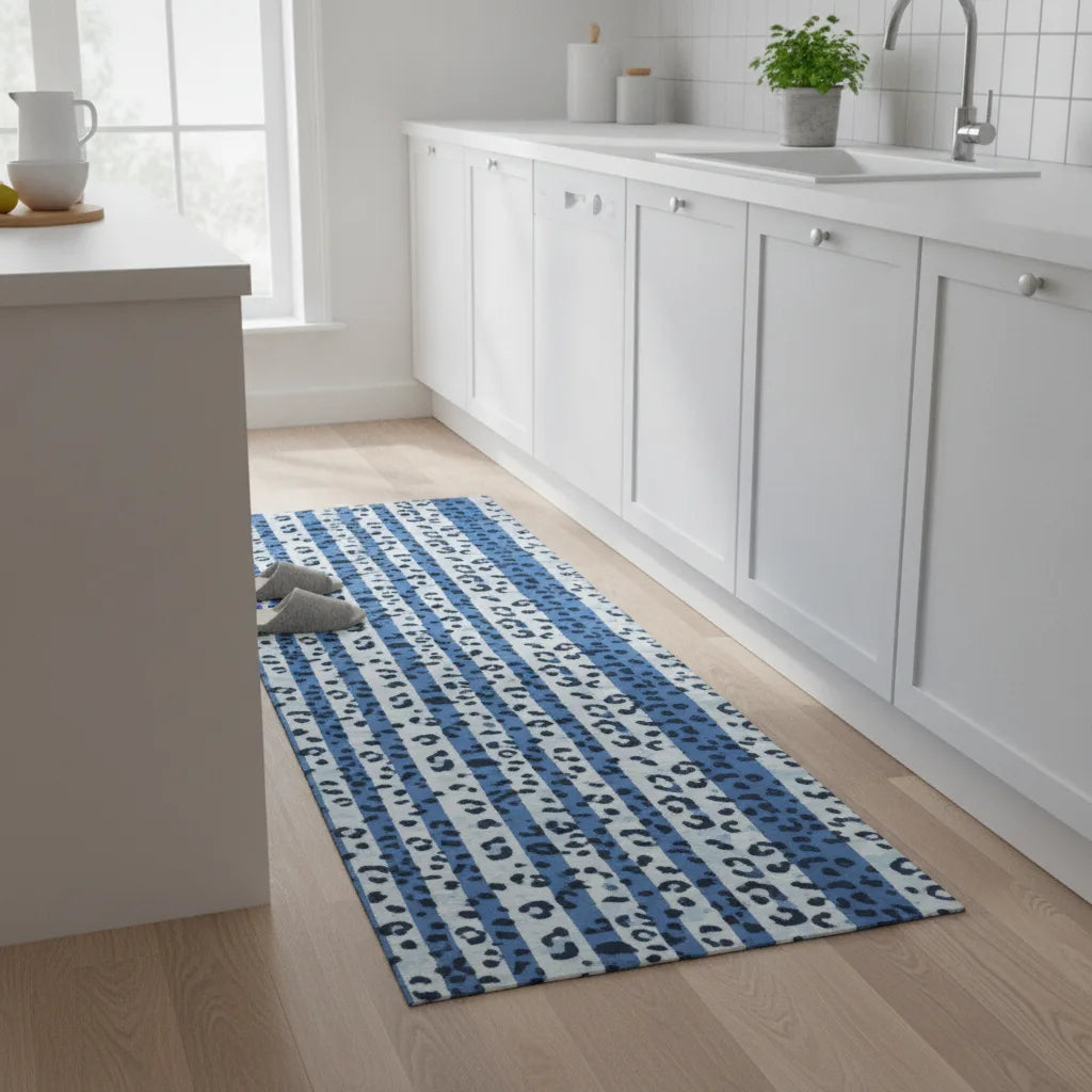 Tapis de couloir léopard bleu