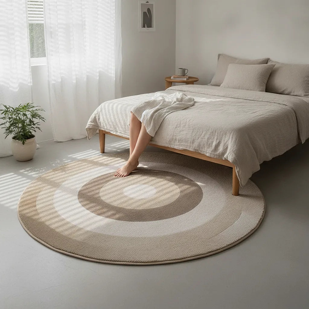 Tapis rond scandinave moelleux