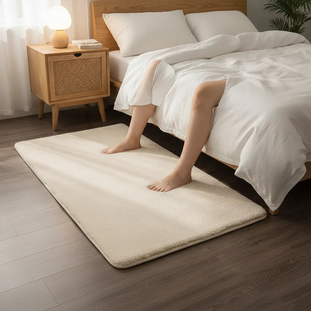 Tapis de chevet crème moelleux