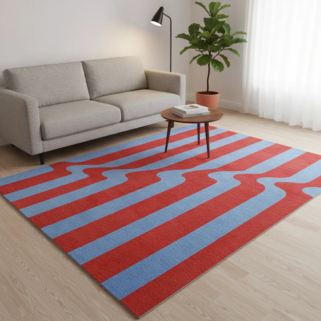Tapis salon abstrait rayé pop art