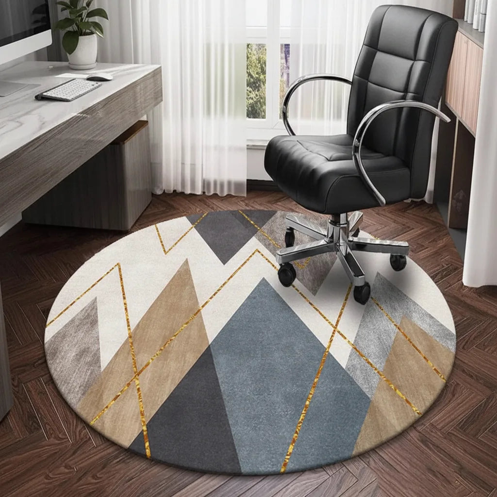 Tapis rond velours motif géométrique
