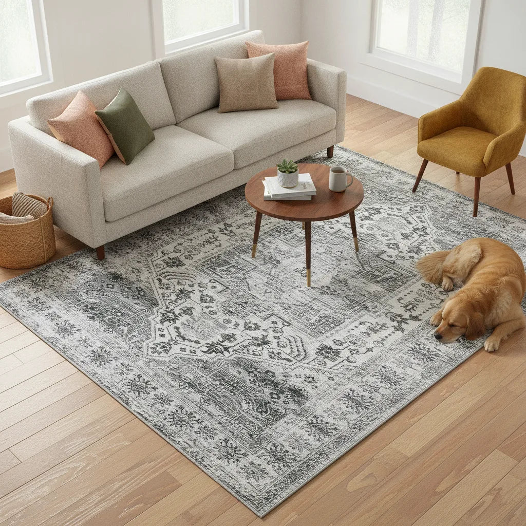 Tapis oriental vintage lavable