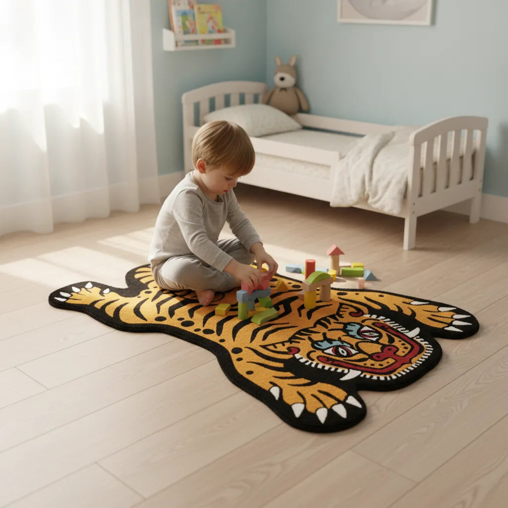 Tapis enfant tigre dessiné
