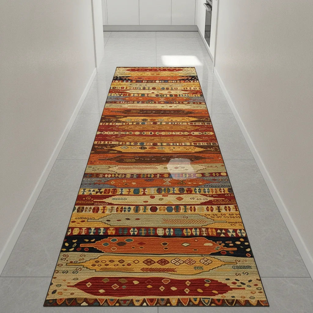 Tapis de couloir bohème tissage plat