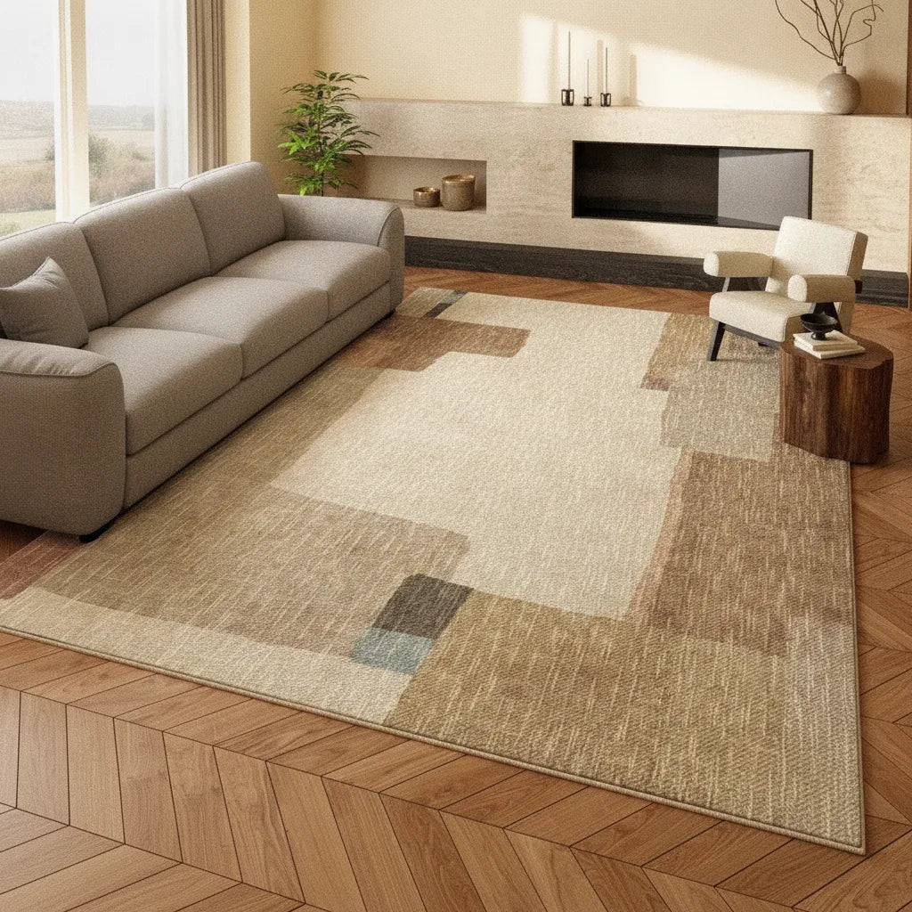 Tapis salon géométrique rétro doux