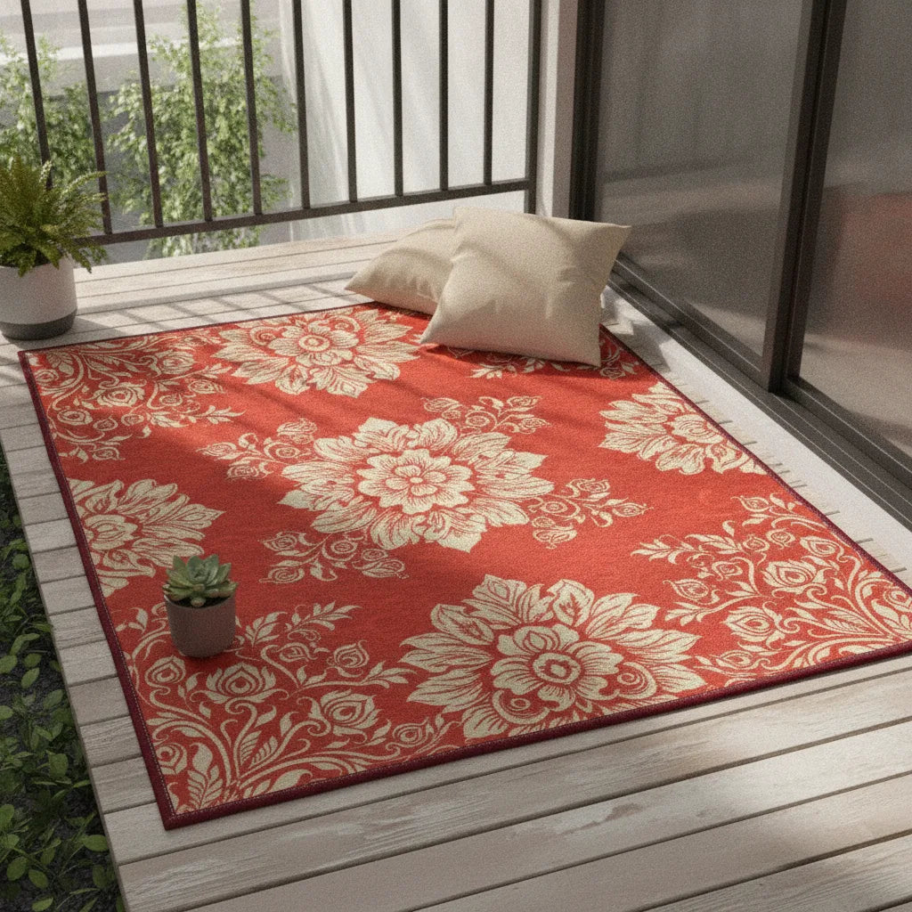 Tapis d'extérieur boho fleuri