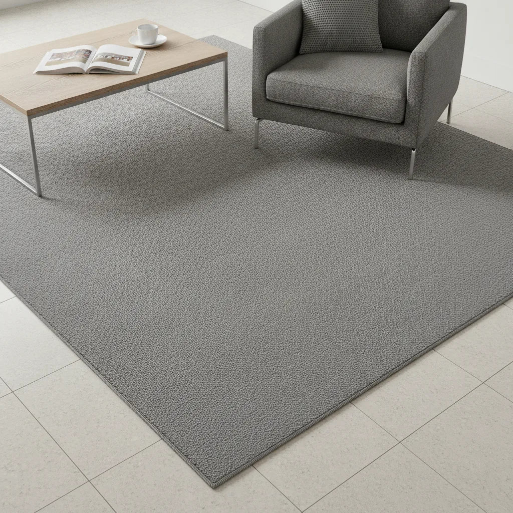 Tapis de salon uni gris poil ras