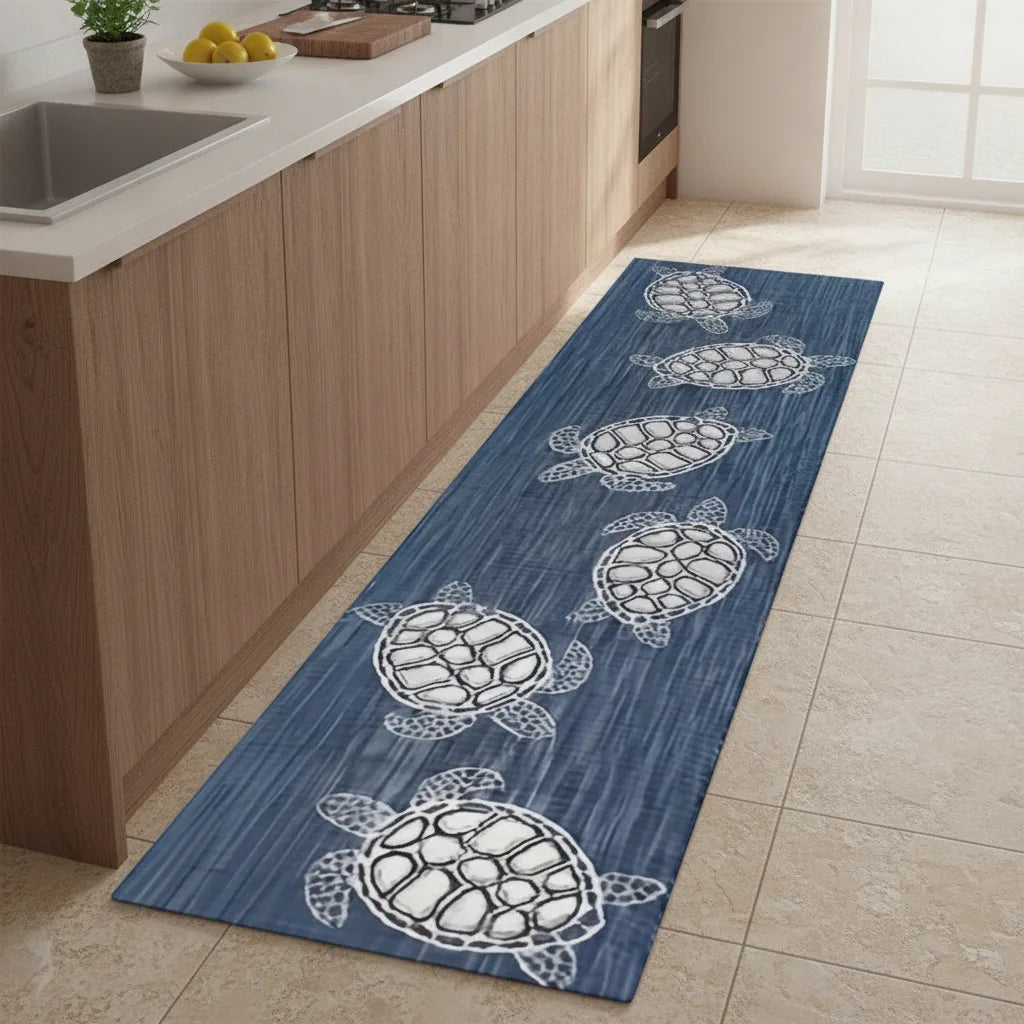 Tapis de couloir motif bord de mer
