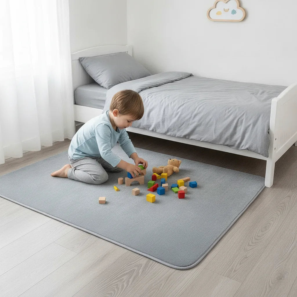 Tapis enfant velours uni antidérapant