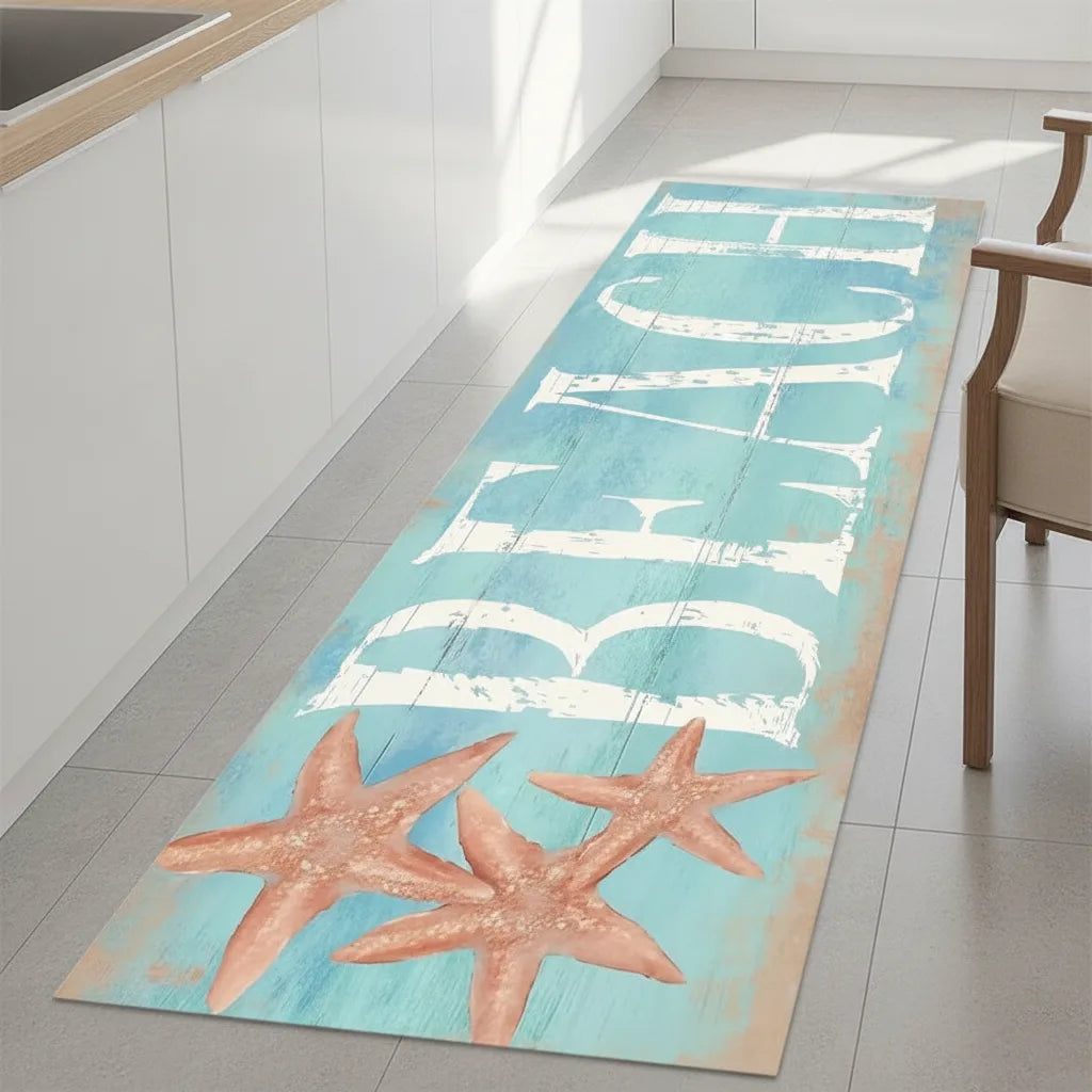 Tapis de couloir motif bord de mer