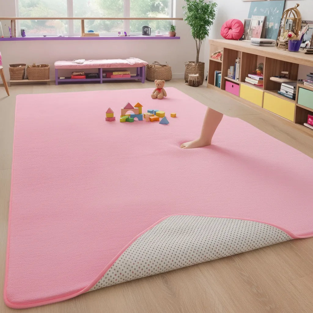 Tapis enfant velours uni antidérapant