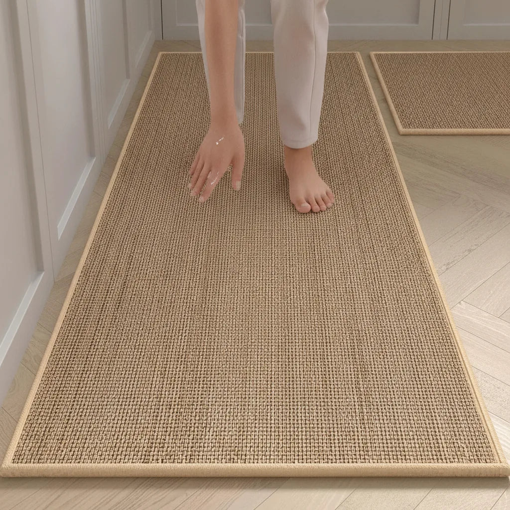 Tapis de cuisine aspect sisal tressé