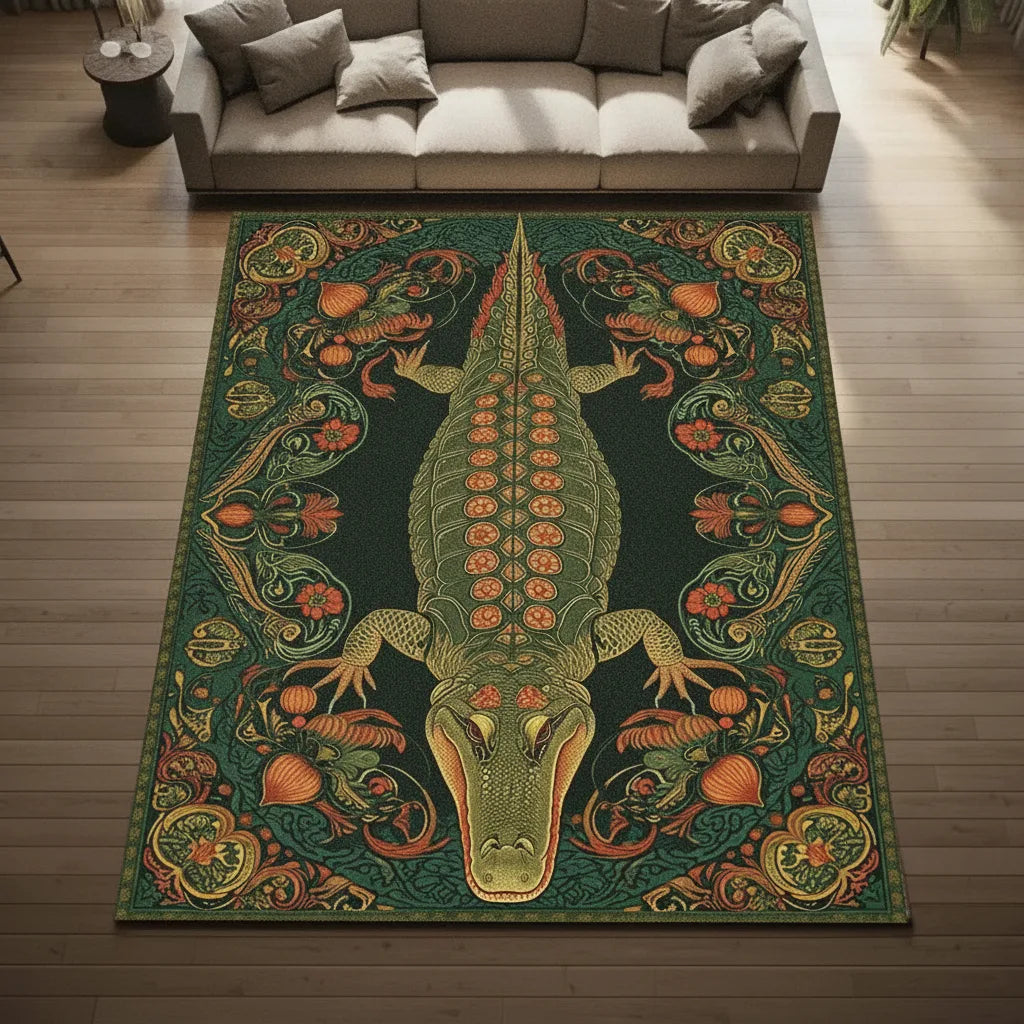 Tapis de salon motif crocodile