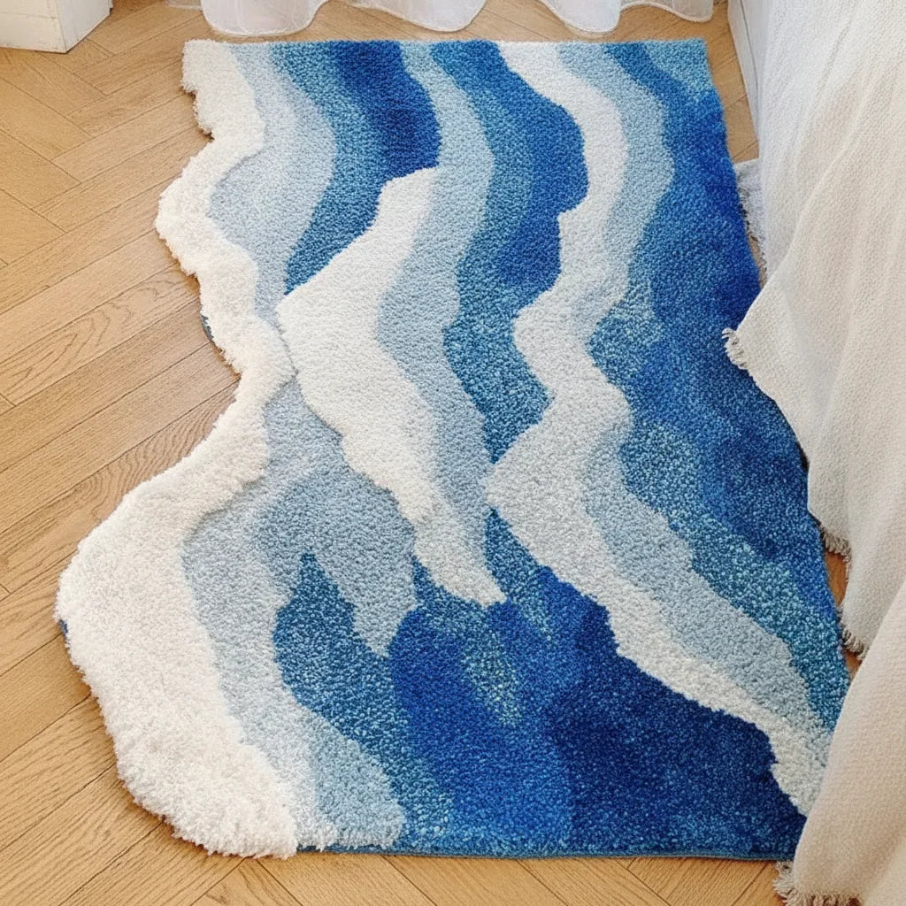 Tapis de couloir vague bleue