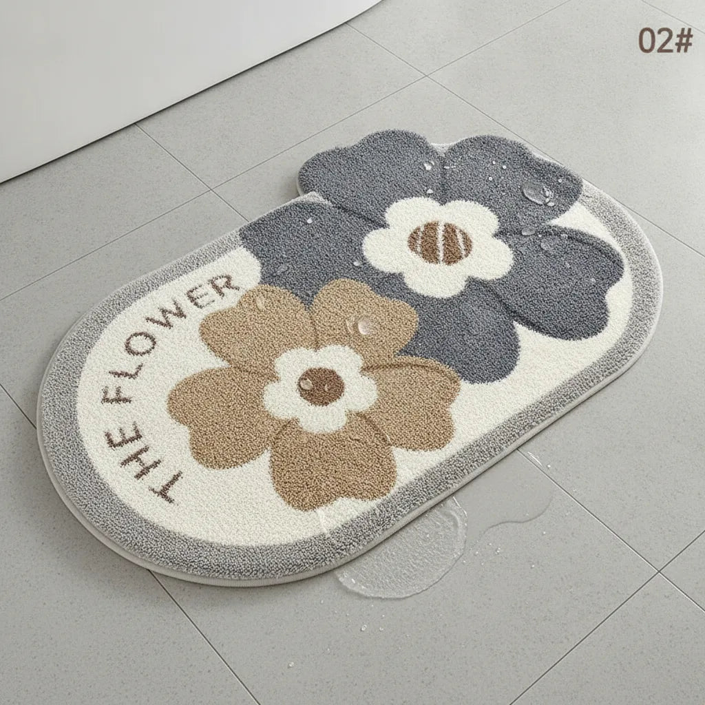 Tapis de salle de bain fleuri doux
