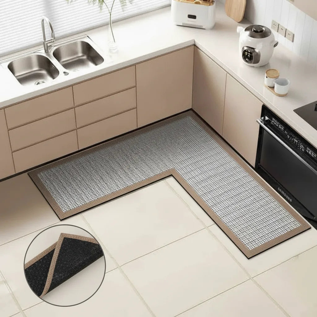 Tapis de cuisine en L antidérapant