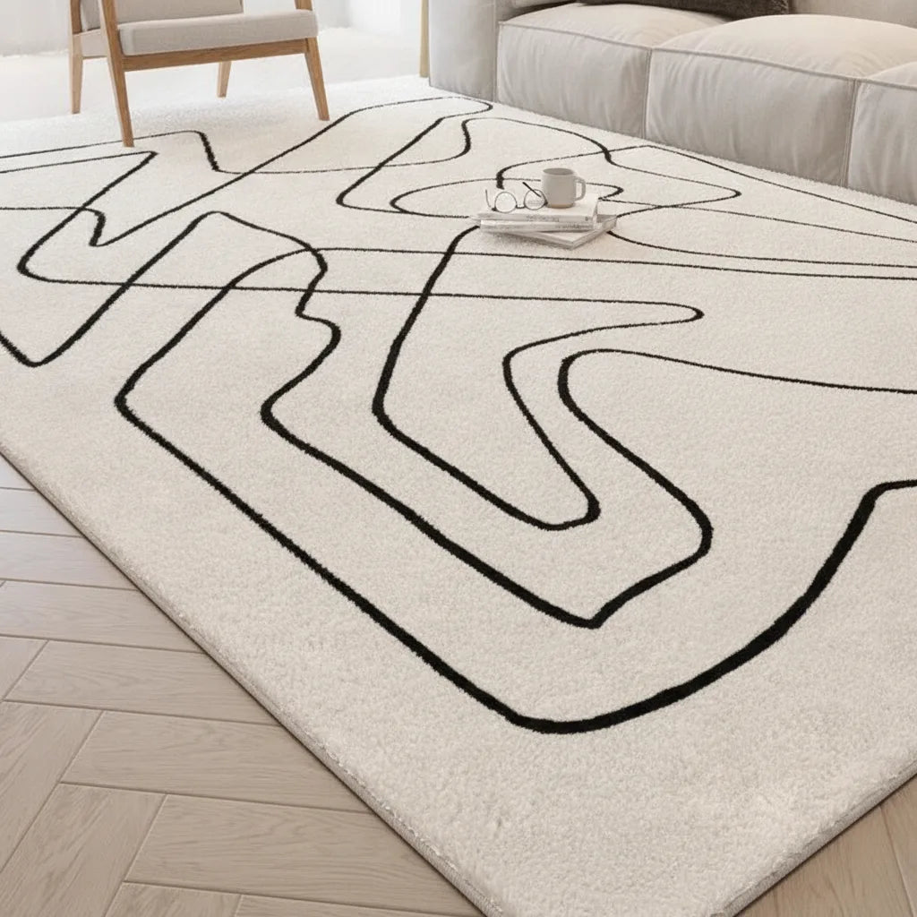Tapis scandinave moelleux à lignes
