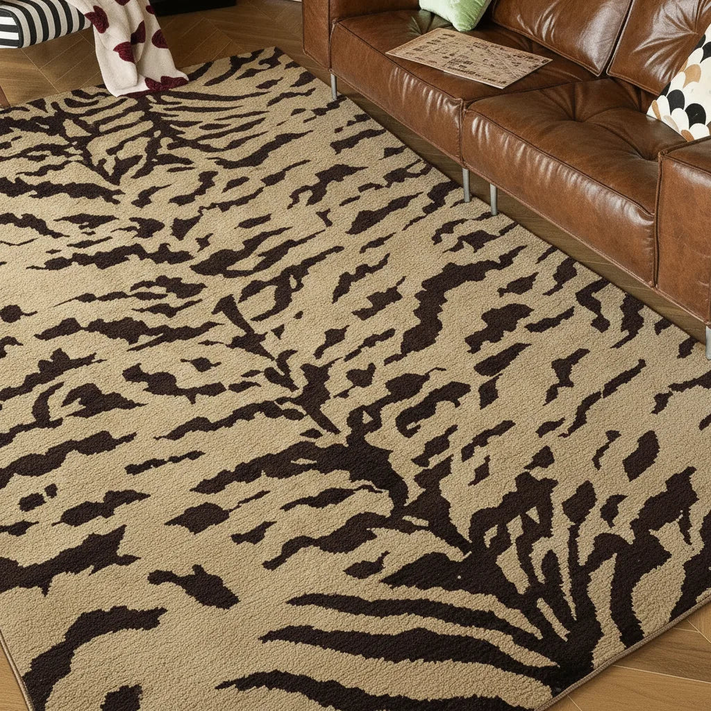Tapis motif animal tigre et zèbre