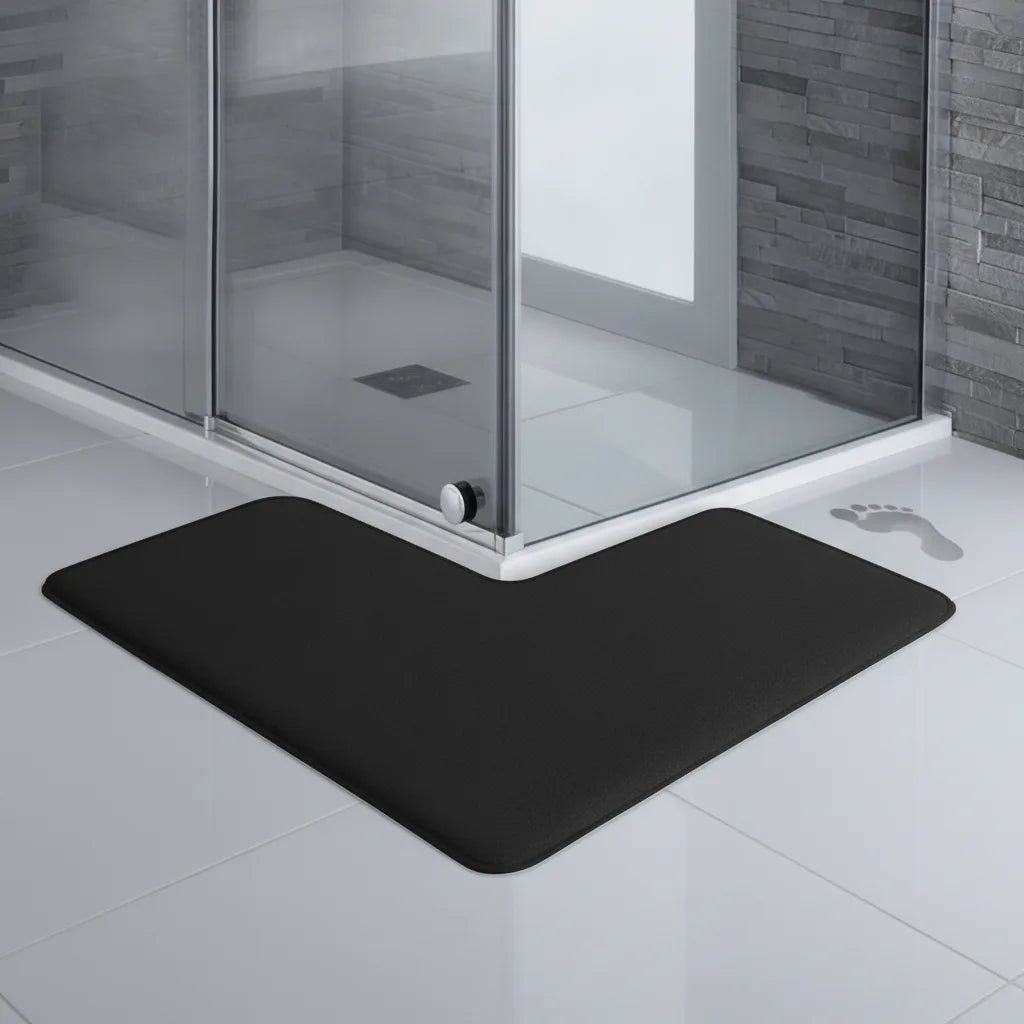 Tapis de bain en L pour coin de douche