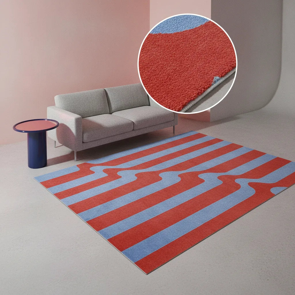Tapis salon abstrait rayé pop art