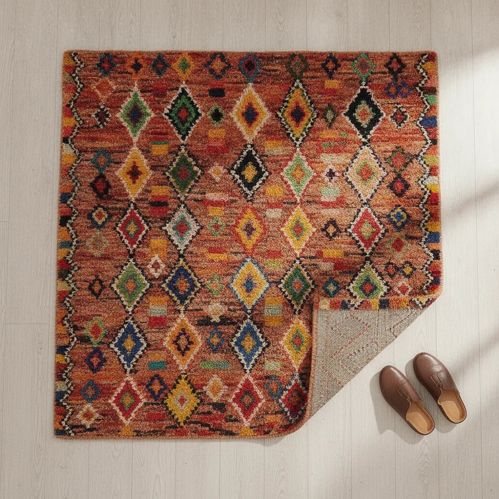 Tapis berbère coloré motif géométrique