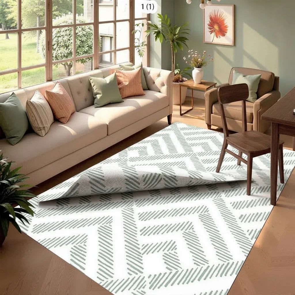 Tapis salon rayé minimaliste bohème
