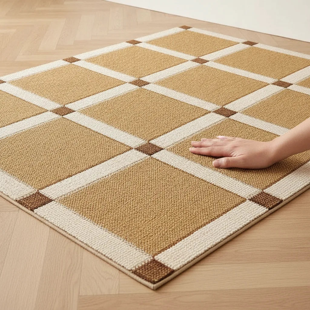 Tapis salon géométrique rétro doux