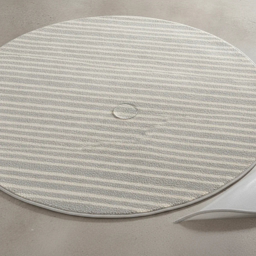 Tapis rond moderne rayé lavable
