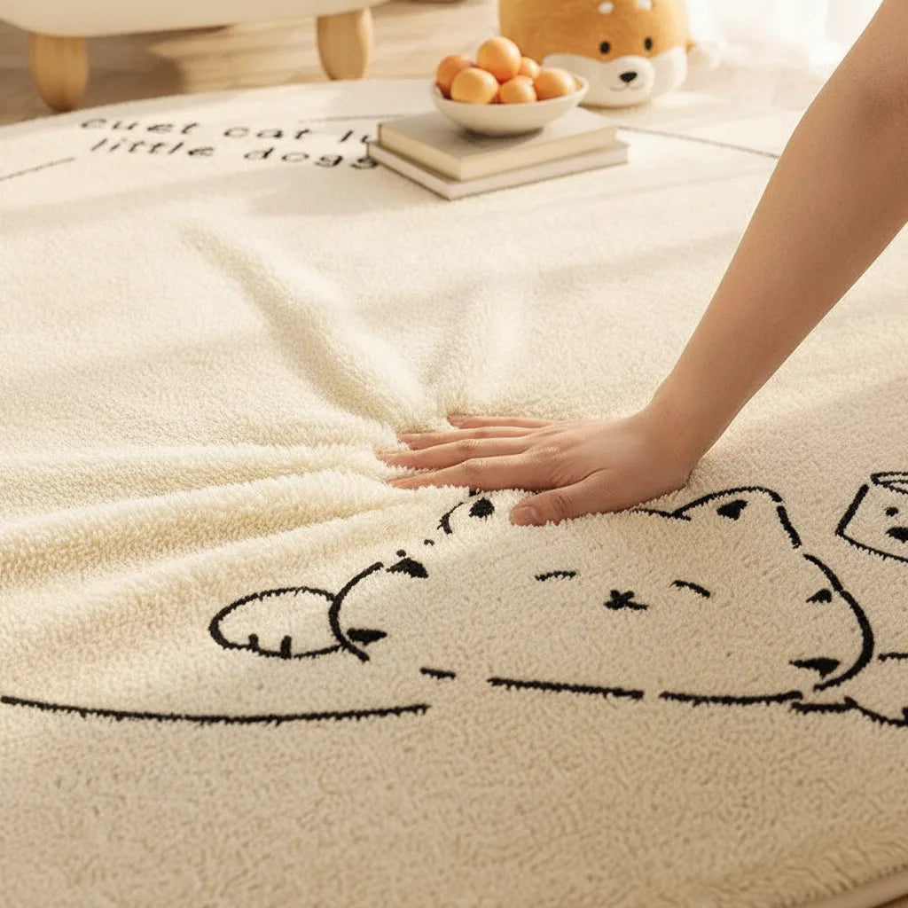 Tapis rond effet cachemire doux